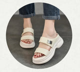 with thick soles wearing sheepskin women's slippers summer leather platform shoes MartLion   