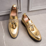 Men's Sequined Tassel Shoes Handmade Retro Soft Non-slip Loafers Casual Leather Mart Lion   