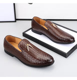 Men's Woven Leather Casual Shoes Trendy Party Wedding Loafers Moccasins Light Driving Flats Mart Lion   