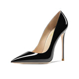 Pointed Shallow Mouth Patent Leather Stiletto Heels Women's Single Shoes MartLion   