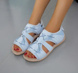 Women Flats Outdoor Beach Sandals Low Top Round Toe Casual Sports Fish Mouth Opened Toe MartLion light blue 43 