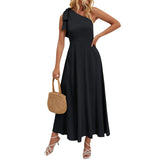 Long Maxi Dresses Femme One Shoulder  Robe Summer Women Elegant  Evening Party Prom Wedding Dress MartLion   