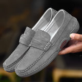 Men's Loafers Cow Suede Leather Casual Shoes Outdoor Soft Comfy Slip On Classics Flat Retro Driving Mart Lion   