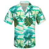 Silk Beach Short Sleeve Shirts Men's Blue Green Black White Flamingo Coconut Trees Slim Fit Blouses Tops Barry Wang MartLion 0117 S 