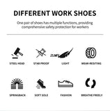  Design Safety Shoes Men's Steel Toe Sneaker Light Puncture Proof Work Rotated Button Work Safety Boots Anti-smash MartLion - Mart Lion