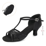 Woman Shoes For Dancing Latin Ballroom Modern Tango Jazz Salsa Sandals Suede MartLion Black 5CM 42 (26cm) CHINA