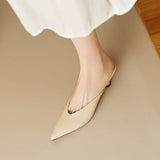 Summer Outside Women Slippers Shoes Point Toe Concise Modern Chunky Heel Mules Solid MartLion   