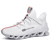 Men's Running Shoes Waterproof Leather Sneakers Unique Blade Sole Cushioning Outdoor Athletic Jogging Sport Mart Lion 0778white 5.5 