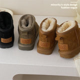 Winter Children Wool Snow Boots Boys Girls Genuine Leather Boots Baby Soft Cow Suede Cotton Shoes Kids Winter MartLion   