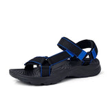 Men's Breathable Mesh Sandals Summer Lightweight Outdoor Beach Comfort Non-slip Casual Shoes MartLion Black Blue 03 7.5 
