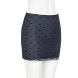 Slim Dot Printed Bodycon Skirt Casual Basic Mid-Waisted Super Mini Skirts Women Summer Streetwear Lady MartLion   