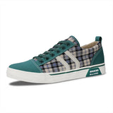 Trendy Green Plaid Vulcanized Shoes Men's Casual Breathable Canvas Sneakers Lace-up Flat zapatillas de hombre MartLion green 23106 38 