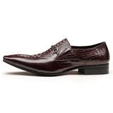 Men's Casual Leather Shoes Crocodile Pattern Luxury Dress Slip-on Wedding Leather Brogues MartLion   
