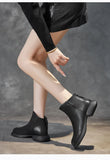 Autumn Winter Genuine Leather Shoes Women Boots Cow Soft Thick Sole Non-slip Black MartLion   