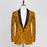 Luxury Wave Striped Gold Sequin Blazer Jackets Men's Shawl Lapel One Button Shiny Party Wedding Suits Jackets Tuxedo Blazer MartLion   