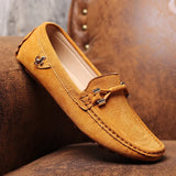 Handmade Genuine Leather Loafers Men's Shoes Slip On Loafers Dad Loafers Moccasins Driving Mocasines MartLion Yellow 47 