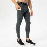 Men's Running Tights Compression Fitness Pants Elastic Running Basketball Sports Workout Tights Gym Running Training Leggings MartLion GRAY XL