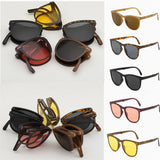 Folding Sunglasses Women Polarized Sun Glasses Men's Night Vision Driving Eyewear Portable Sunglass  Glasses Case MartLion   