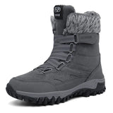 Winter Men's Snow Boots Fur Plush Warm Ankle Waterproof Outdoor Non-Slip Hiking Shoes MartLion Dark Gray 6.5 