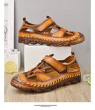 Men's Summer Shoes Sandals Outdoor Baotou Breathable Non-Slip Leather Beach Crash Proof Mart Lion   
