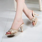 Summer Women Sandals Rhinestone Women Shoes High Heels Gold Silver Slippers Heeled MartLion   