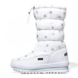 Winter thick women's snow boots Warm Plush Mid-calf Boots Non slip Waterproof Platform Snow Boot Casual Female White shoes MartLion white snow 41