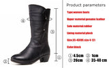 Women's Mother Female Ladies Leather Shoes Boots Botas Knee High Zipper Winter Warm Plush Mid Calf MartLion
