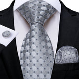 Gray Striped Paisley Silk Ties For Men's Wedding Accessories 8cm Neck Tie Pocket Square Cufflinks Gift MartLion SJT-7942  