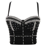 Women Bra Rhinestone Corset Party Clothes Lady Push Up Bra Woman Tops Clothing Gothic Shaper Vintage Bra Underwear MartLion 6-black XL 