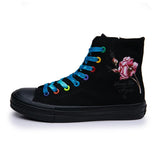 Casual Canvas Shoes Inner Zippered Rubber High Top Small White Trendy Women's Sneakers MartLion black 35 