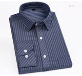 Men's Classic Standard-fit Plaid/striped Social Office Dress Shirt Single Patch Pocket Long Sleeve Formal Basic Mart Lion   