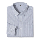 Men's Casual Cotton Oxford Shirt Single Patch Pocket Long Sleeve Standard-fit Button-down Plaid Shirts MartLion 2635-8 45-55kg 38 