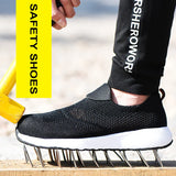 Summer Mesh Lightweight Work Sneakers Steel Toe Men Women Work Safety Shoes Breathable Construction Shoes Work Boots Footwear MartLion