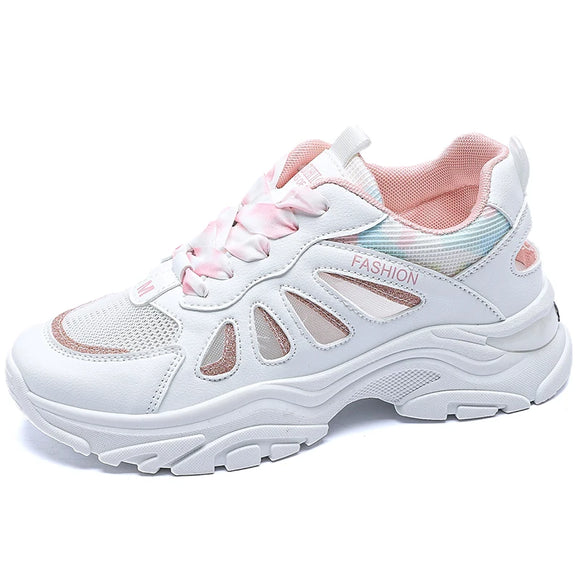 Breathable Trainers Women's Non-slip Casual Sneakers Light Footwear Trendy Running Shoes MartLion white pink 35 