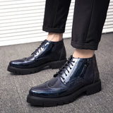 Leather Shoes Sneakers High-top Shoes Casual Boots Canvas Outdoor Men's MartLion Blue 9.5 