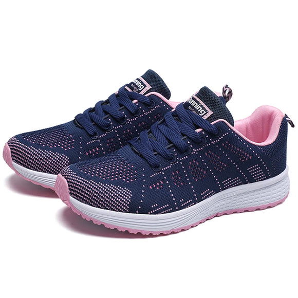 Breathable Sneakers Women Solid Color Soft Sneakers Women Mesh Fabric  Shoes Women MartLion Blue 35 