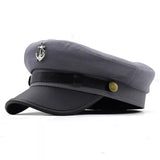 Casual Summer Military Caps Woman Cotton Beret Flat Hats Captain Cap Trucker Vintage Red Black Dad Bone Male Women's leather hat MartLion gray 55-58CM 