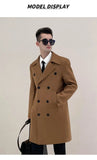 Worsted Pure Wool Coat Men's Mid length Classic Double breasted Autumn and Winter Thickened and Warm British Youth Wool Coat MartLion   