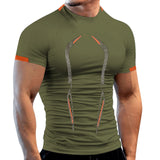 Summer Gym Shirt Sport T Shirt Men's Quick Dry Running Workout Tees Fitness Tops Short Sleeve Clothes Mart Lion green S 