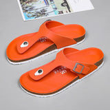 Men's Summer Sandals Casual Leather Beach Slippers Outdoor Flip Flops Breathable Half Drag Lightweight Lazy Shoes Slides MartLion Red 46 