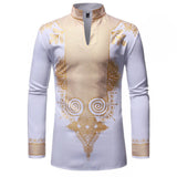 Men African Clothes Dashiki Print Shirt Fashion Brand African Men Business Casual Pullovers Work Office Shirts Male Clothing MartLion FZ38 white S 