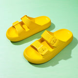 Women Slippers Adjustable Buckle Thick Platform Sandals Beach Shoes Bathroom Slipper Soft EVA Flat Sole Slides MartLion 36 Yellow Slippers 