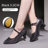 Sequined Modern Adult Latin Dance Ballroom Dance Shoes Women Practice Soft Sole High Heels MartLion 5.5black rubber sole 39 