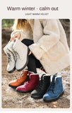 Boots Women Warm Plush Snow Ankle Shoes Non Slip Lacing Outdoor Work Mujer Platform MartLion   