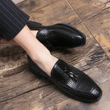 Luxury Loafers Slip-on Fringed Leather Shoes Woven Moccasin High-end British Style Thick Bottom Pointed Toe Designer MartLion   