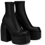 Women  Short Boots Women Leather Boot S Casual thick  women shoes Zapatos MartLion black 38 