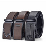 Men's Leather Belt Metal Automatic Buckle Work Black PU Strap MartLion   