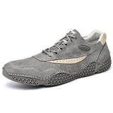 Men's Sneakers Genuine Leather Casual Shoes Designer Lace Up Footwear Handmade Flats Beige Walking Mart Lion 1-Gray 6.5 