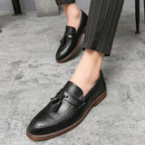 British Style Tassel Dress Shoes Men's Loafers Black British Style Moccasin Thick Bottom Low Heel MartLion   