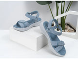 Casual Open-toe Women Sandals Non-slip Solid Color Hook Loop Platform Summer Beach Shoes MartLion   